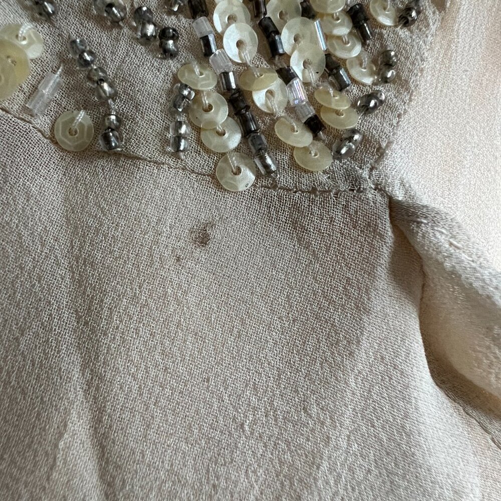 Vintage Sue Wong Silver/Cream Beaded Detail Midi-Dress - Picture 10 of 10